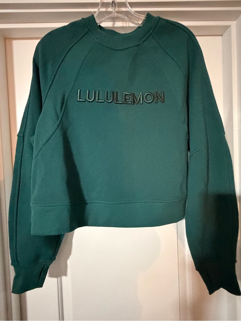 lululemon athletica Teal Green Embroidered Logo Crew Sweatshirt